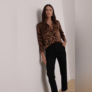 L’Agence Dani Silk blouse XS top shirt realtor business evening animal print